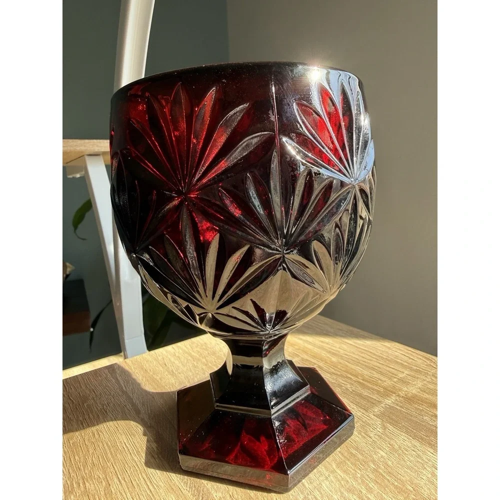 Vintage‎ Luminarc Arcoroc France Red Ruby Glass Pedestal Candy Dish Goblet
